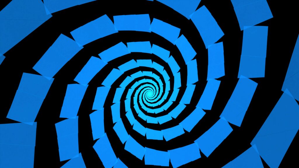 Mesmerizing Blue Spiral Pattern Wallpaper on Black Background