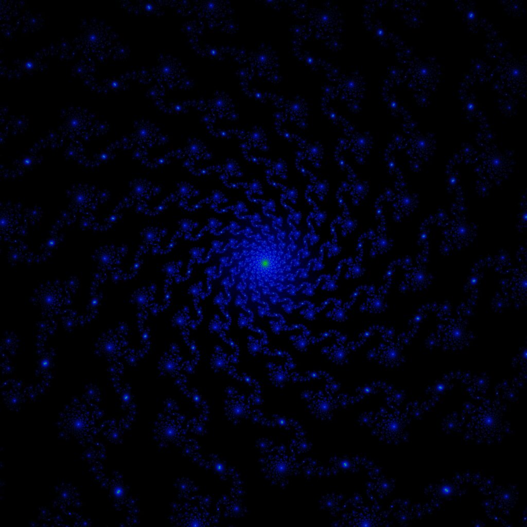 Mesmerizing Blue Spiral Fractal Wallpaper - Intricate Dark Background