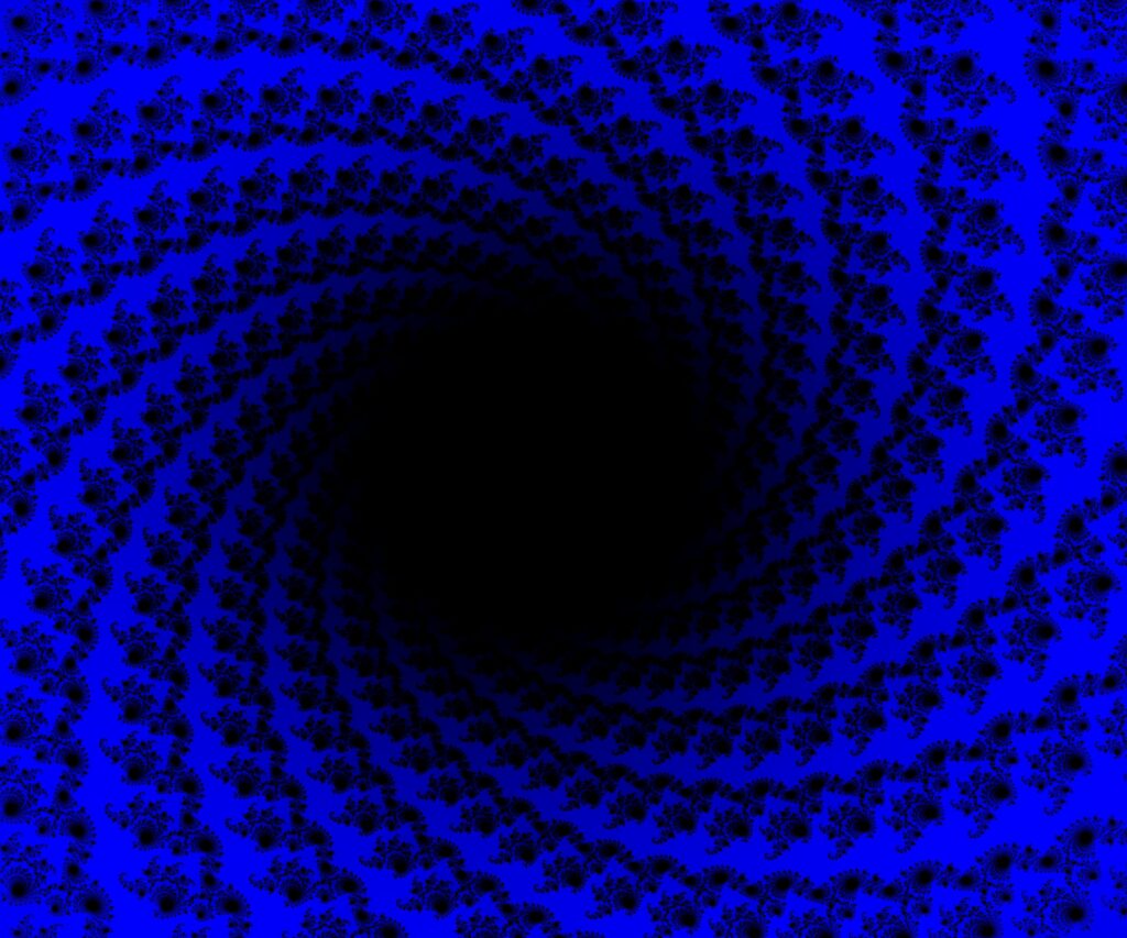 Mesmerizing Spiral Wallpaper: Intricate Blue & Black Design