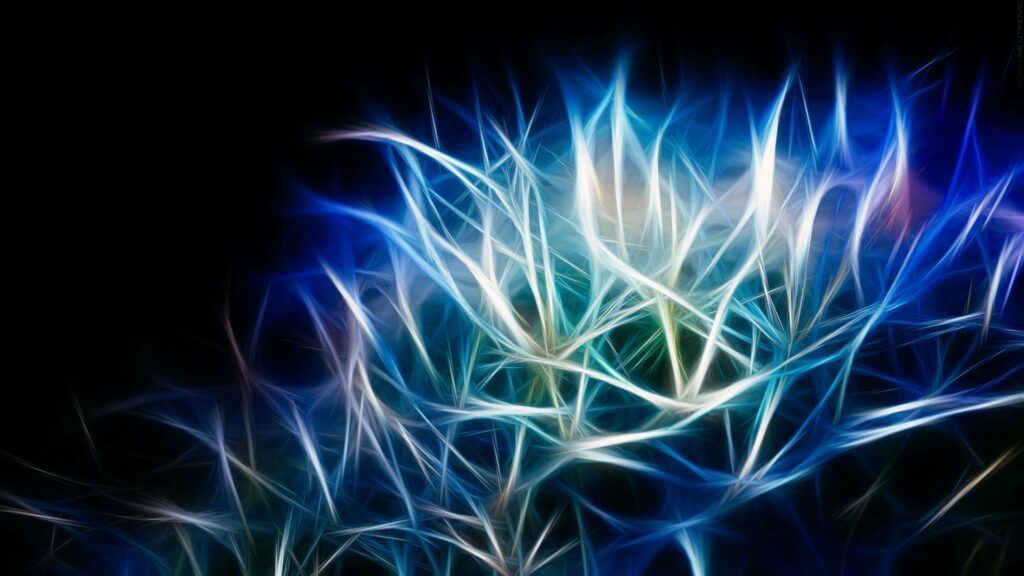 Mesmerizing Abstract Wallpaper: Glowing White & Blue Threads