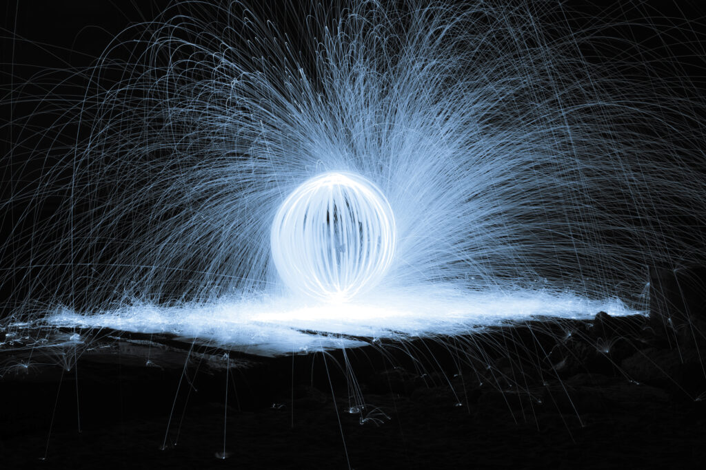 Mesmerizing Abstract Blue & White Light Threads Wallpaper