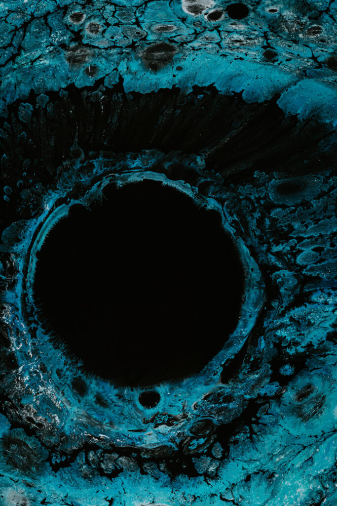 Mesmerizing Blue and Black Abstract Liquid Paint Wallpaper