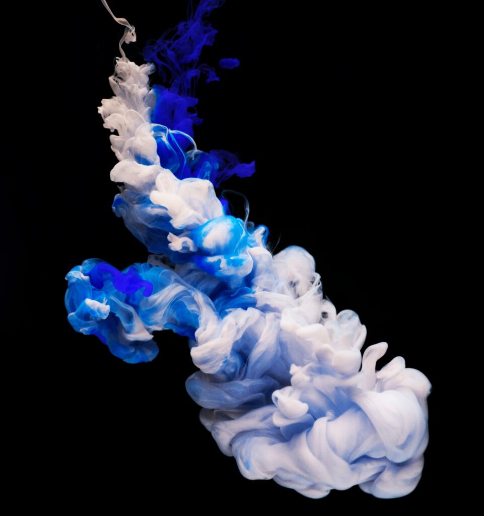 Mesmerizing Blue & White Ink Wallpaper on Black Background
