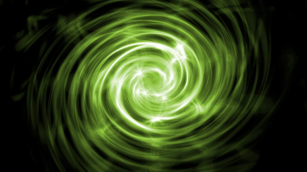 Dynamic Green Light Swirl Wallpaper - Luminous Vortex Background