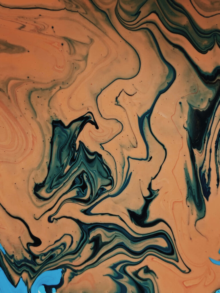 Abstract Brown and Teal Wallpaper: Mesmerizing Fluid Patterns