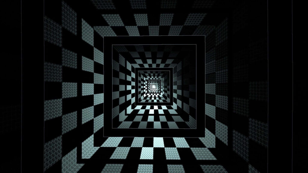Mesmerizing Checkered Tunnel Wallpaper - Cool Optical Illusion Background