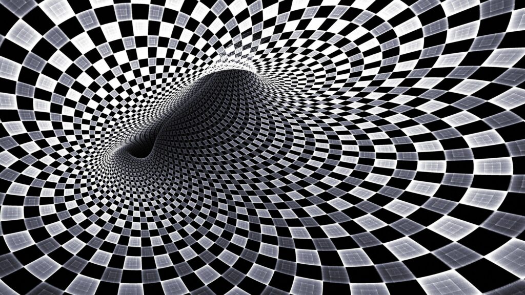 Vivid 2560x1440 Checkered Tunnel Wallpaper - Dynamic Optical Illusion