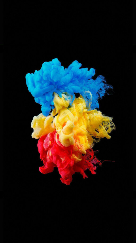 Mesmerizing Colorful Paint Clouds Wallpaper on Black Background