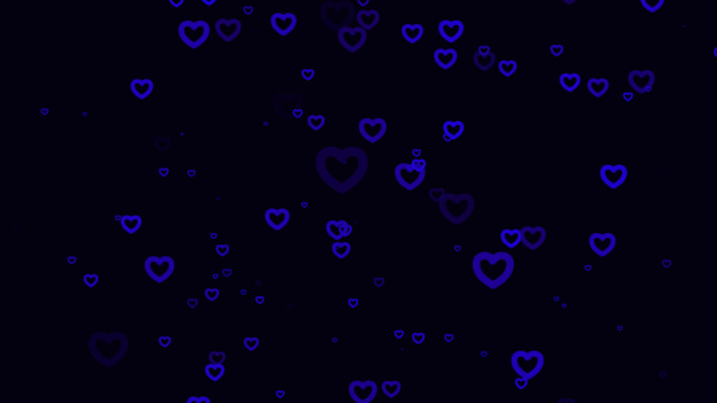 Heartfelt Constellations: Mesmerizing Blue Hearts Twinkling amidst an Enigmatic Black Canvas Wallpaper
