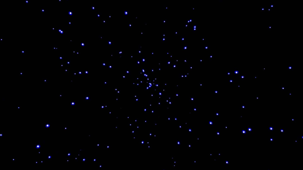 Stunning cosmic wallpaper featuring a deep black space with glowing blue stars scattered throughout.