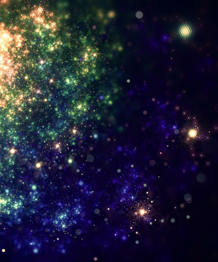 Cosmic Glitter Wallpaper: Bright Particles & Glowing Dots Background
