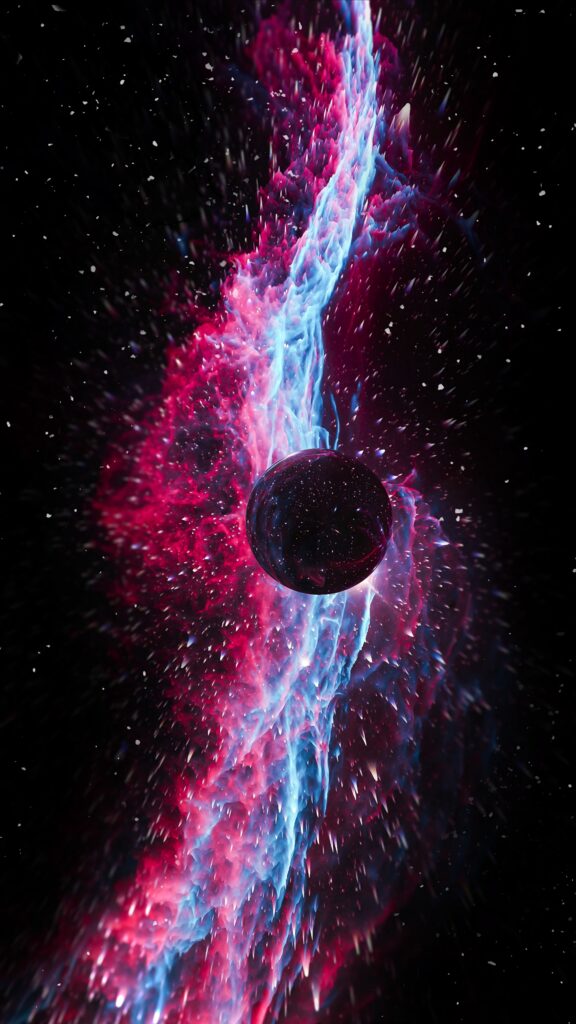 Mesmerizing Cosmic Wallpaper: Dark Sphere in Colorful Nebula