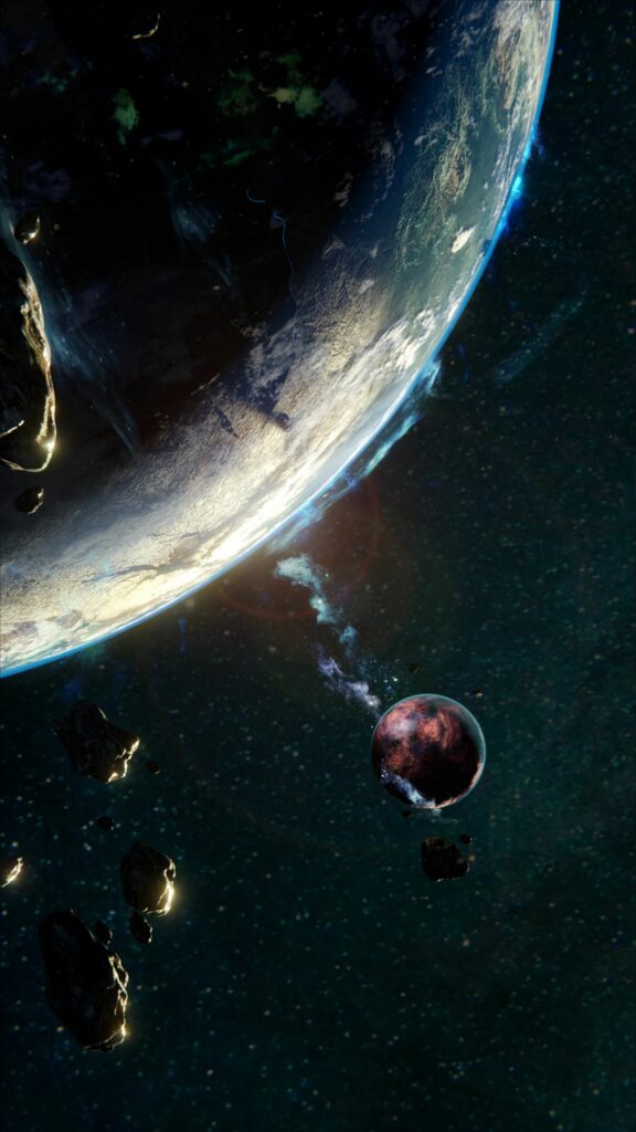 Mesmerizing Cosmic Wallpaper: Glowing Planet and Celestial Scene