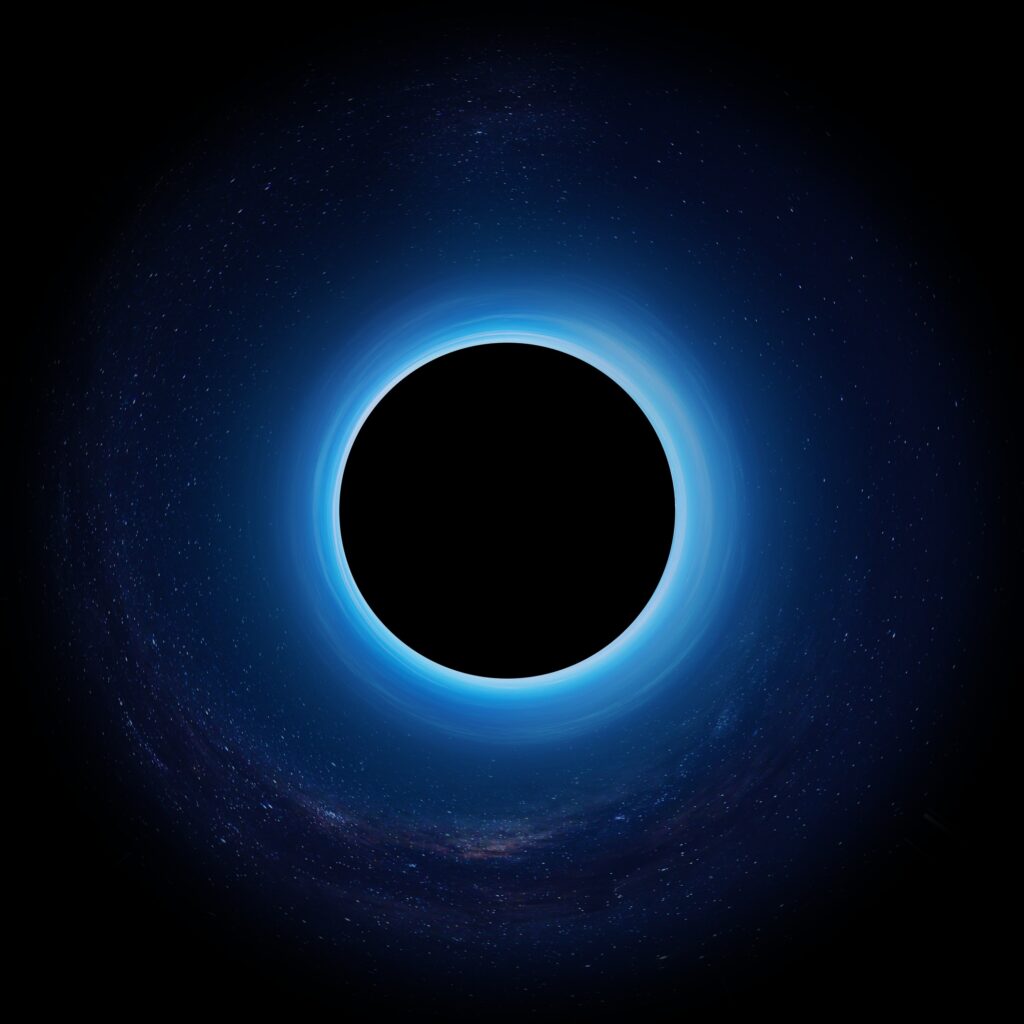 Luminous Cosmic Blue-Black Hole Wallpaper: Stunning Celestial Beauty