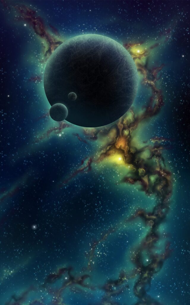 Mesmerizing Space Wallpaper: Planet, Satellite & Galaxy Glow