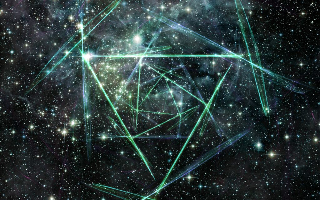 Mesmerizing Cosmic Wallpaper: Stars and Geometric Light Patterns