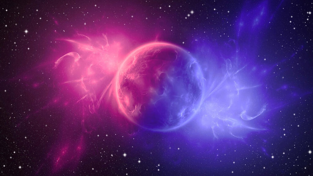 Cosmic Wallpaper: Vibrant Planet & Nebulae in Starry Space