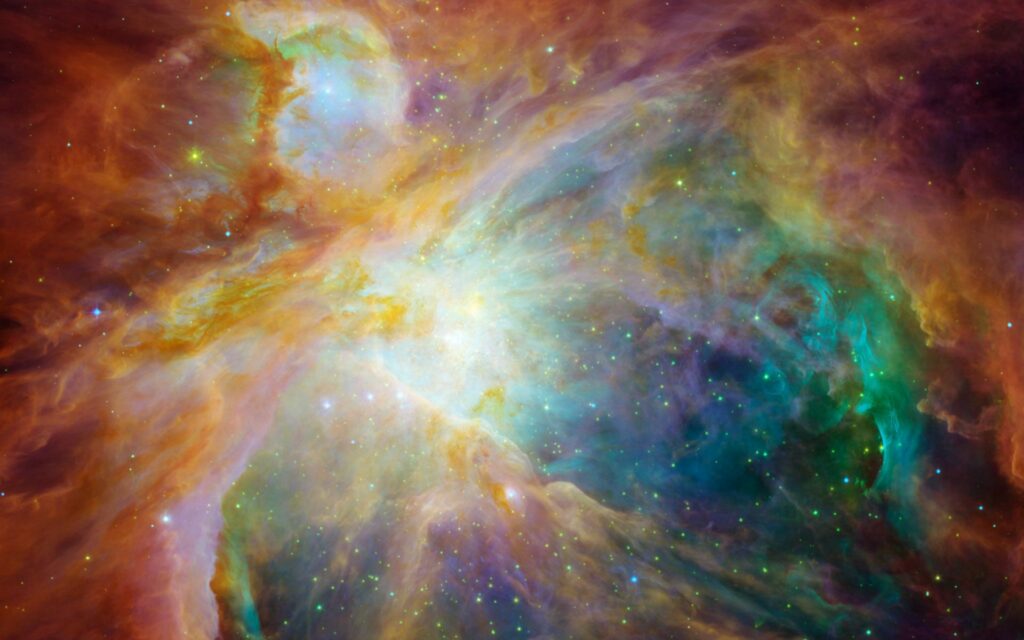 Vibrant Cosmic Wallpaper Background with Swirling Colors & Stars