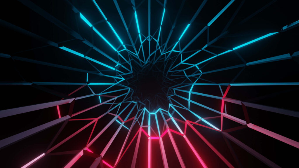 Enigmatic Dark Abstract Wallpaper with Neon Geometric Patterns