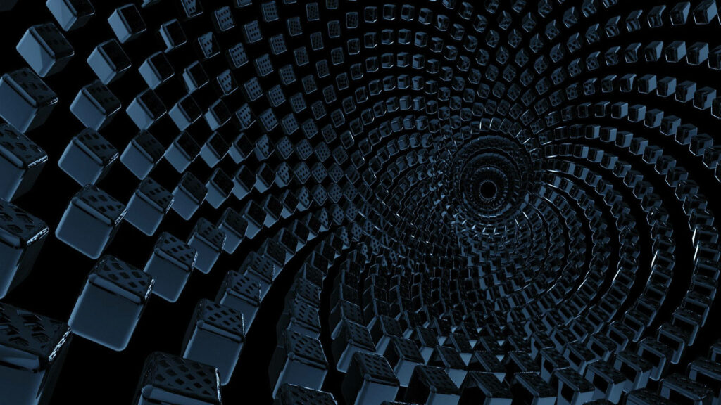 Mesmerizing Dark Glossy Cube Wallpaper - Tunnel Effect Background