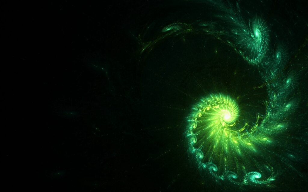Mesmerizing Dark Spiral Wallpaper - Vivid Green & Yellow Background