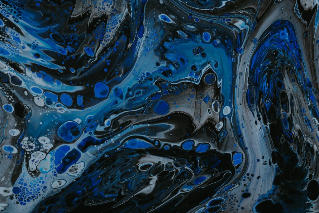 Abstract Fluid Art Wallpaper: Deep Blues & Cosmic Swirls Background