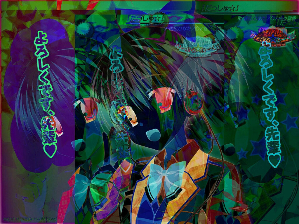 Glimpses of Anime Anomalies: Mesmerizing Glitchcore Portrait with Inverted Aesthetics Wallpaper