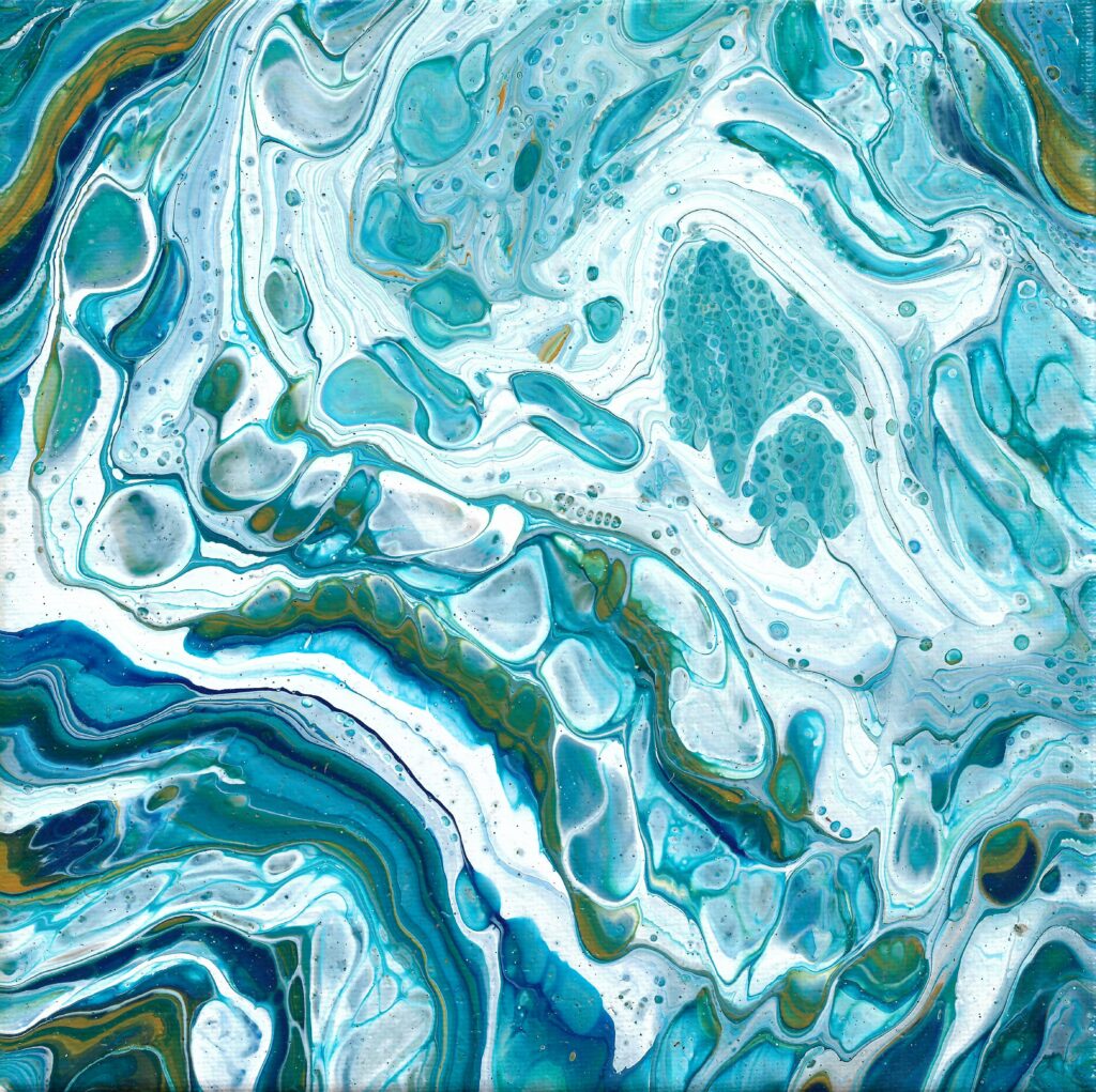 Mesmerizing Fluid Art Wallpaper: Turquoise & Teal Waves Background
