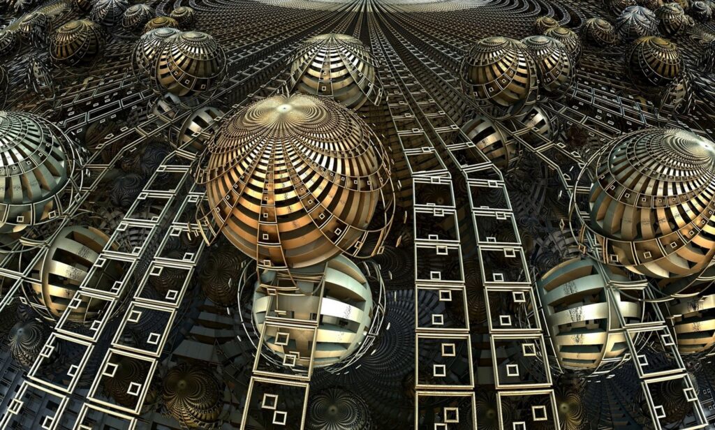 Stunning 2560x1540 Metallic Fractal Wallpaper – Futuristic Background