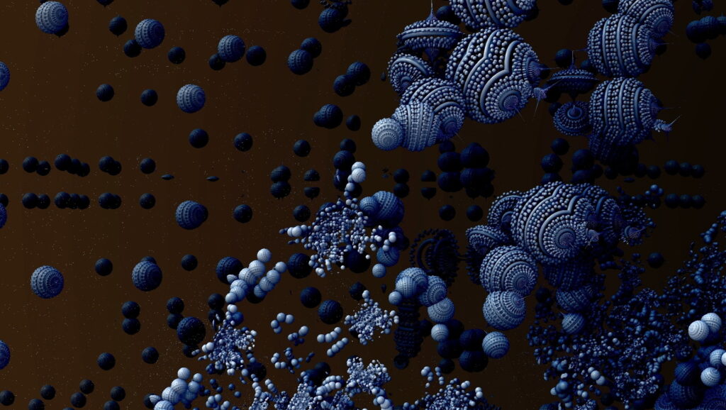 Mesmerizing Fractal Wallpaper with Intricate Spheres on Dark Background