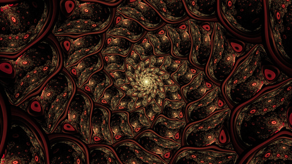 Mesmerizing Spiral Fractal Wallpaper in Earthy Brown and Red