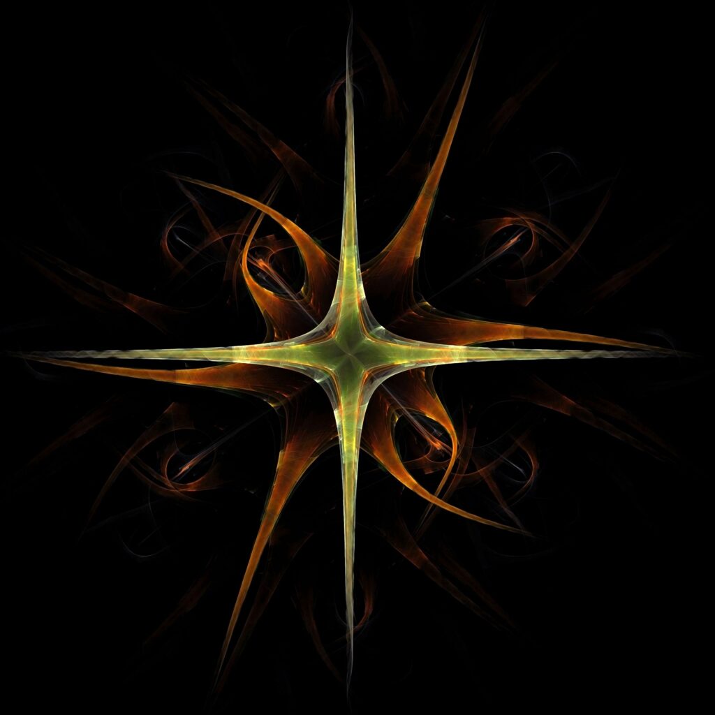 Mesmerizing Dark Fractal Wallpaper: Fiery Star Design