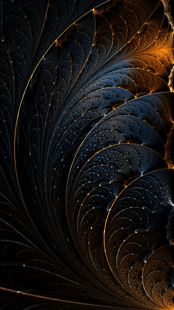 Intricate Dark Fractal Wallpaper - Deep Blue & Gold HD Background