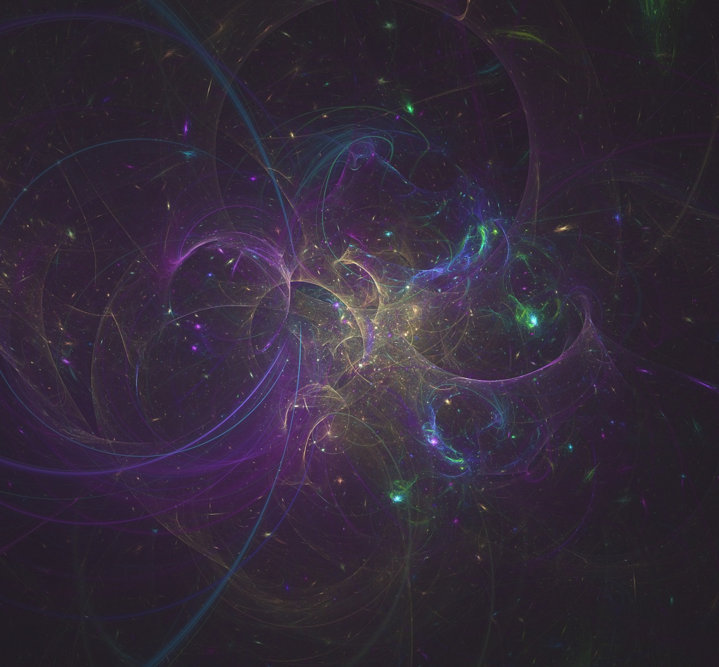 Mesmerizing Fractal Wallpaper: Deep Purples, Blues & Celestial Accents
