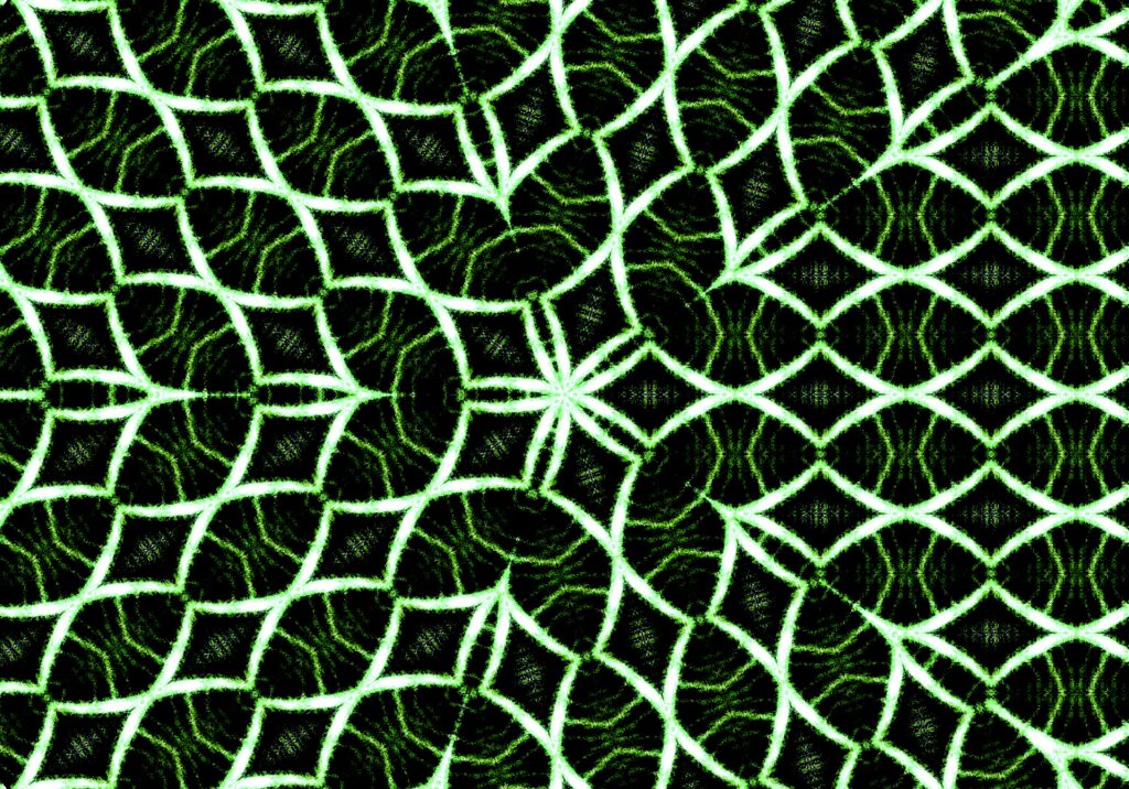 Mesmerizing Green Fractal Wallpaper: Kaleidoscope Geometric Grid