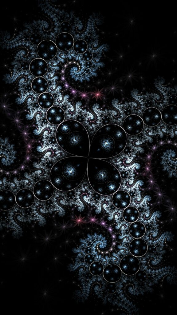 Captivating Fractal Wallpaper: Interlocking Circles on Dark Background