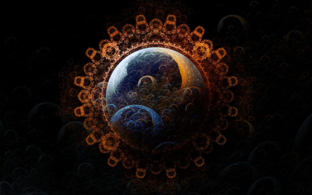 Mesmerizing Blue & Orange Fractal Wallpaper - Intricate Abstract Design