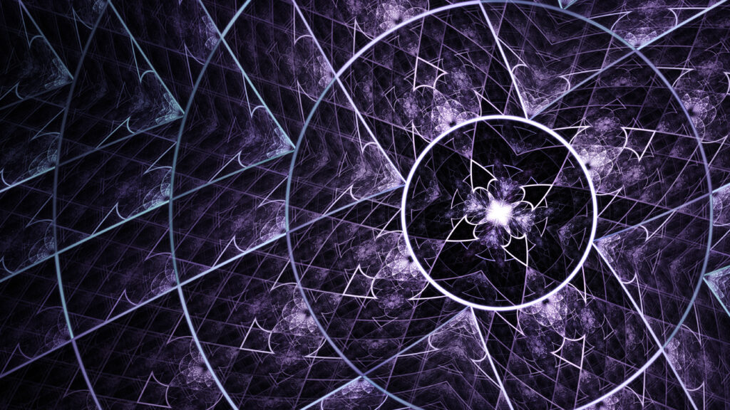 Mesmerizing Fractal Wallpaper: Kaleidoscope Design in Dark Purples