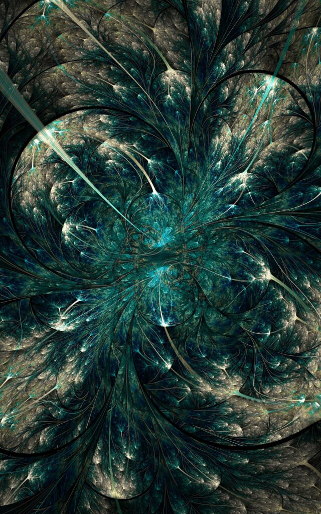 Mesmerizing Deep Teal Fractal Wallpaper - Intricate Patterns