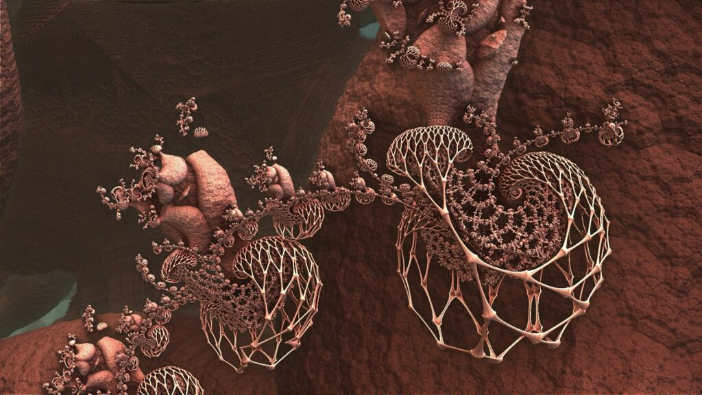 Mesmerizing Fractal Wallpaper: Intricate Organic Patterns on Earthy BG