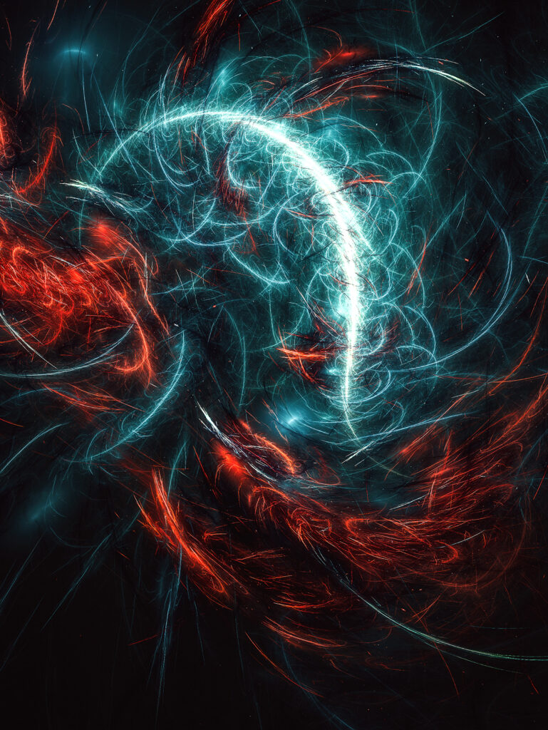 Mesmerizing Fractal Wallpaper: Luminous Red & Blue Patterns Background