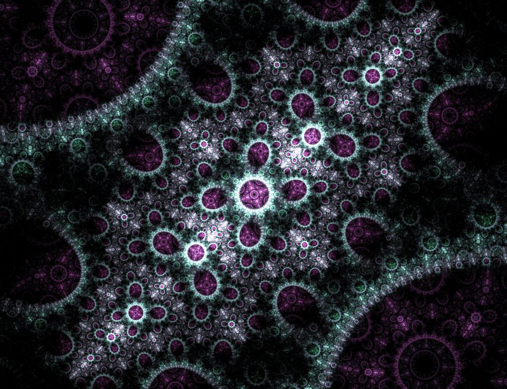 Mesmerizing Fractal Wallpaper: Vibrant Purple & Green Background