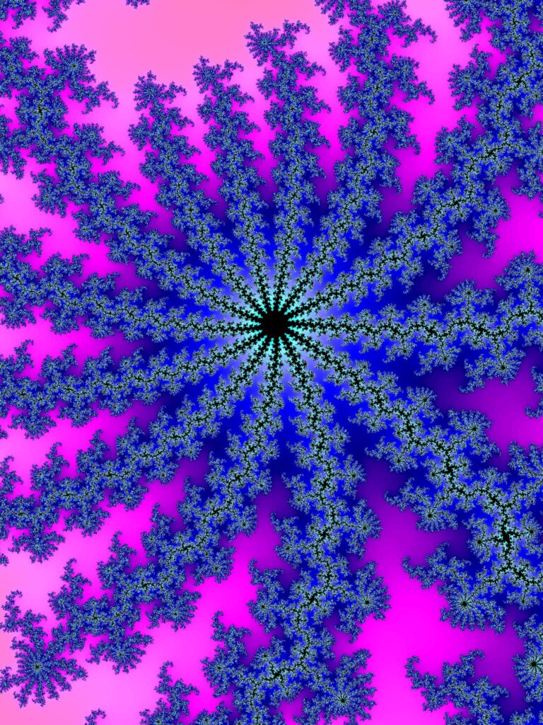 Mesmerizing Fractal Wallpaper: Spirals in Deep Blues & Purples