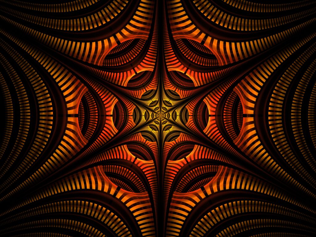 Mesmerizing Fractal Wallpaper: Abstract Warm Hues & Symmetrical Design