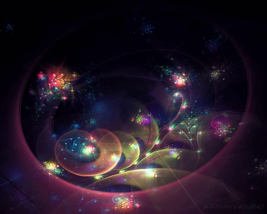Enchanting Mystical Fractal Wallpaper in Purple and Pink