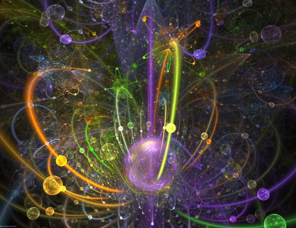 Vibrant Fractal Wallpaper with Colorful Orbs and Intricate Lines