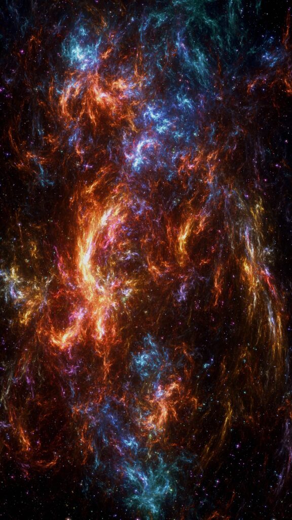 Vibrant Fractal Nebula Wallpaper: Cosmic Energy Design 2880x5120