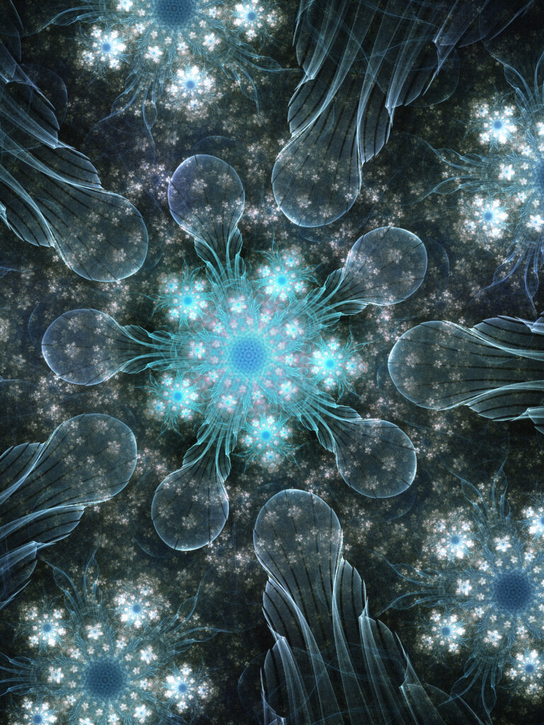 Mesmerizing Fractal Floral Wallpaper on Dark Textured Background