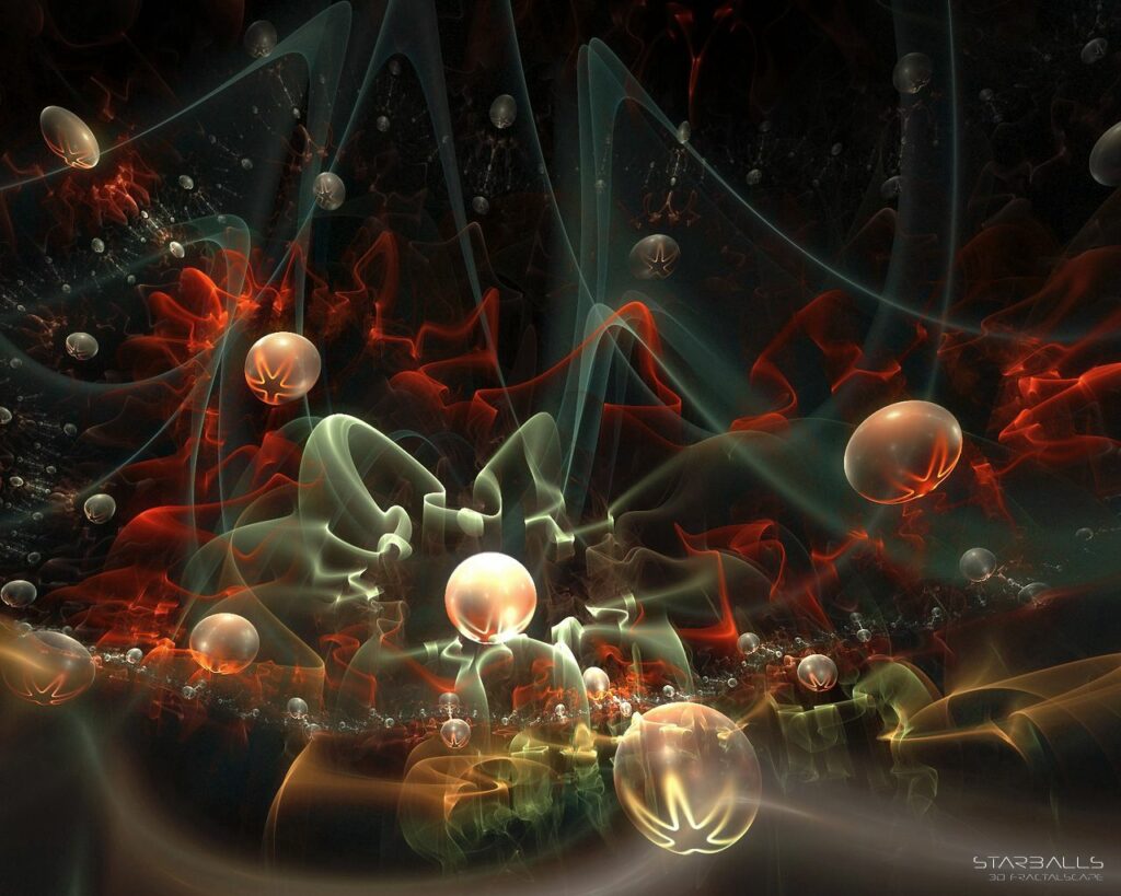 1280x1024 Fractal Wallpaper: Vibrant Spheres & Light Rays Background
