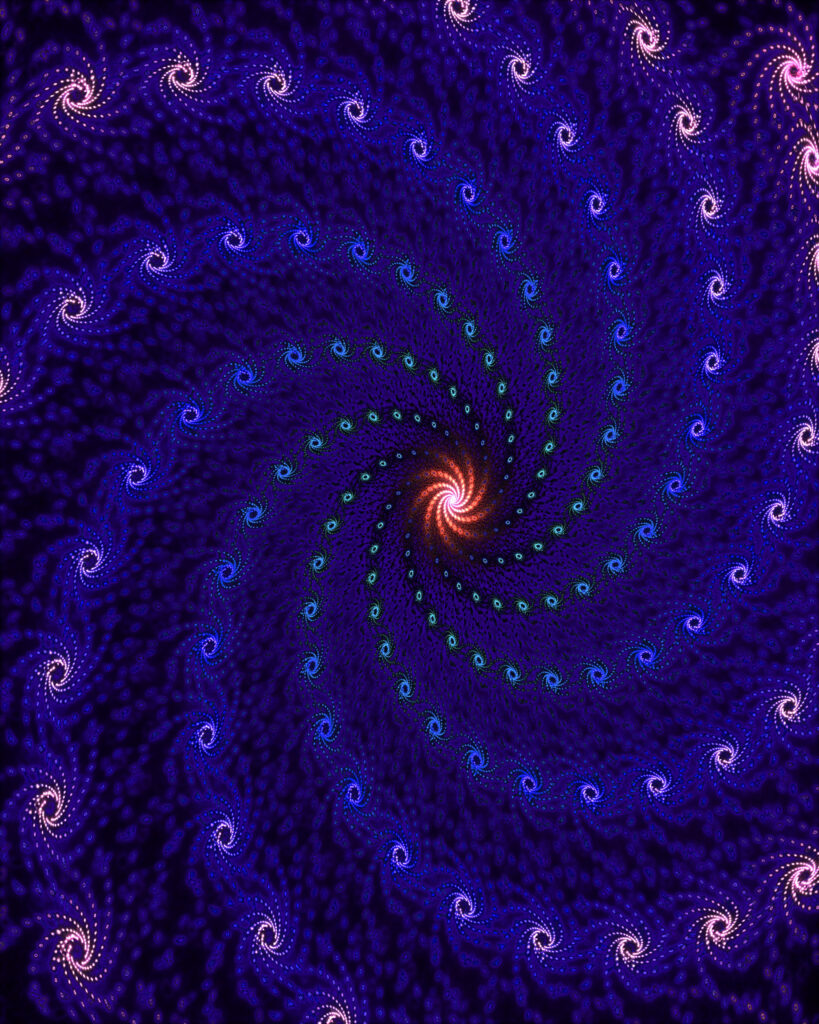 Mesmerizing Fractal Wallpaper: Glowing Vortex in Blue & Green